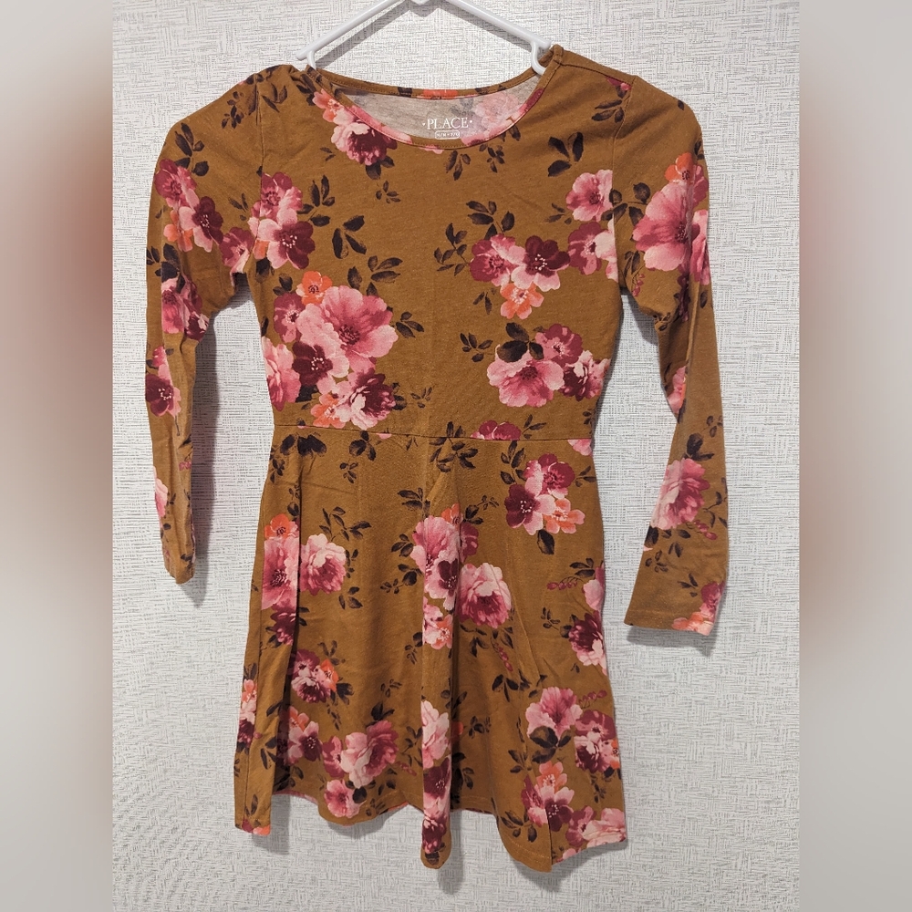 Girls brown with flowers dress